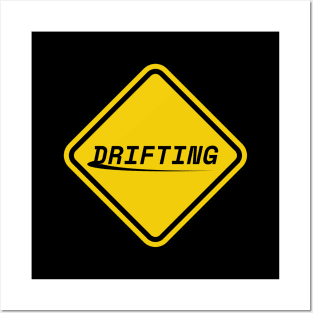 Drifting Yellow Warning Traffic Sign Posters and Art